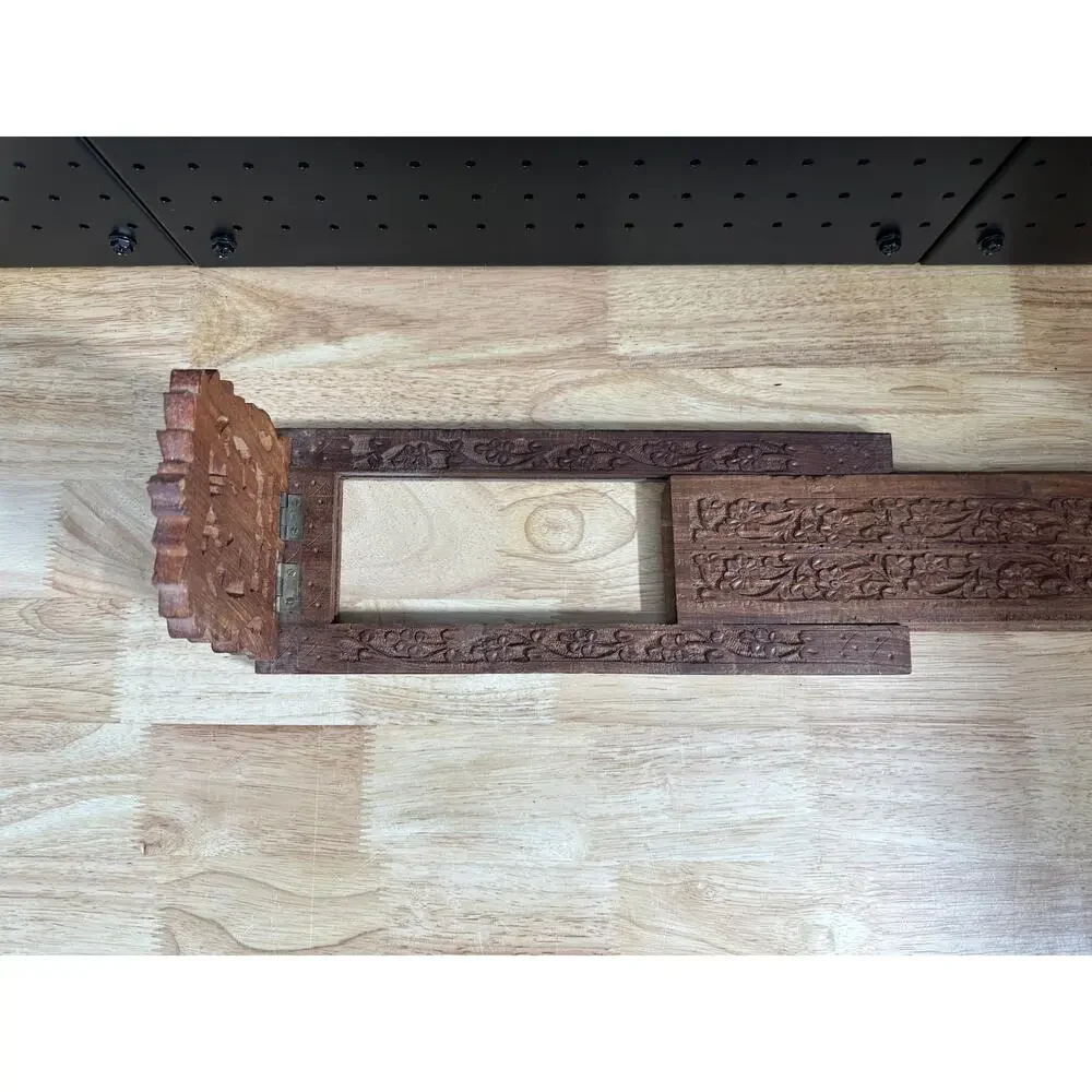 Vintage Ornate Wood Carved Sheeshan Wood Book Holder Expandable beautiful